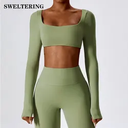 Women Sport Seamless Tops Long Sleeve Breathable Workout Slim T Shirts Athletic Running Gym Push-up Running Fitness Yoga Tops