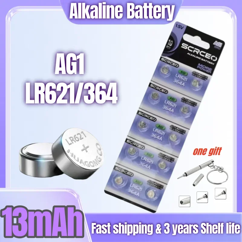 

20-200Pcs AG1 LR621 Button Battery 364 164 SR621 SR621SW 1.55V Alkaline Cell Coin Batteries for Watch Toys Remote calculators