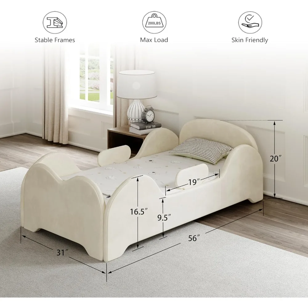 Toddler Bed with Enhanced Safety Features, Standard Crib Dimensions, Low to the Ground, Certified Fabric