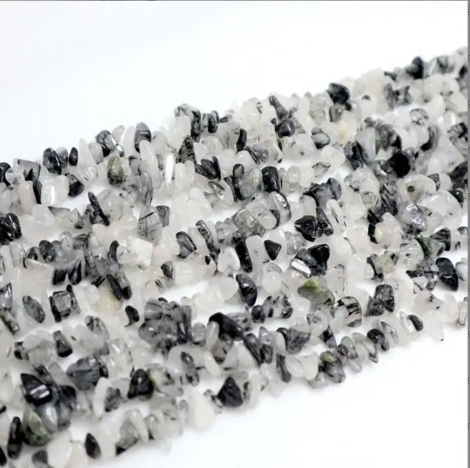 White Black Agate stone Chip Loose Beads  one strand 35