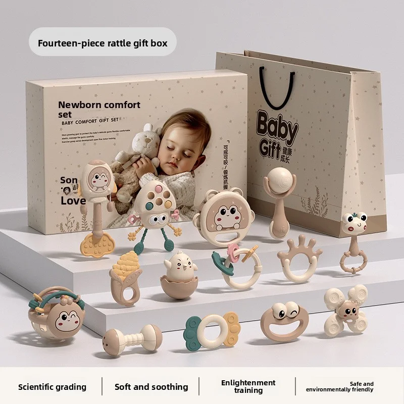 Baby Rattles Handheld Toys, Newborn Baby Shower Gift & Welcome Present, Soothing Rattles for Infants