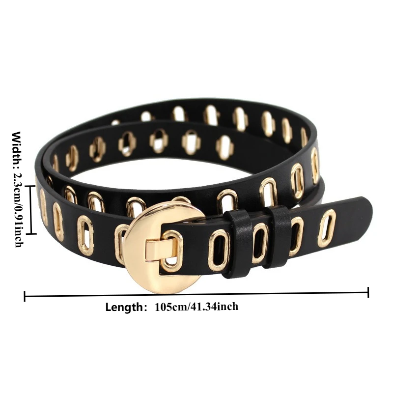 Korean-style versatile fashionable hollow decorative belt  All-Season Punk-Style Openwork Belt for Women (No Holes Required)