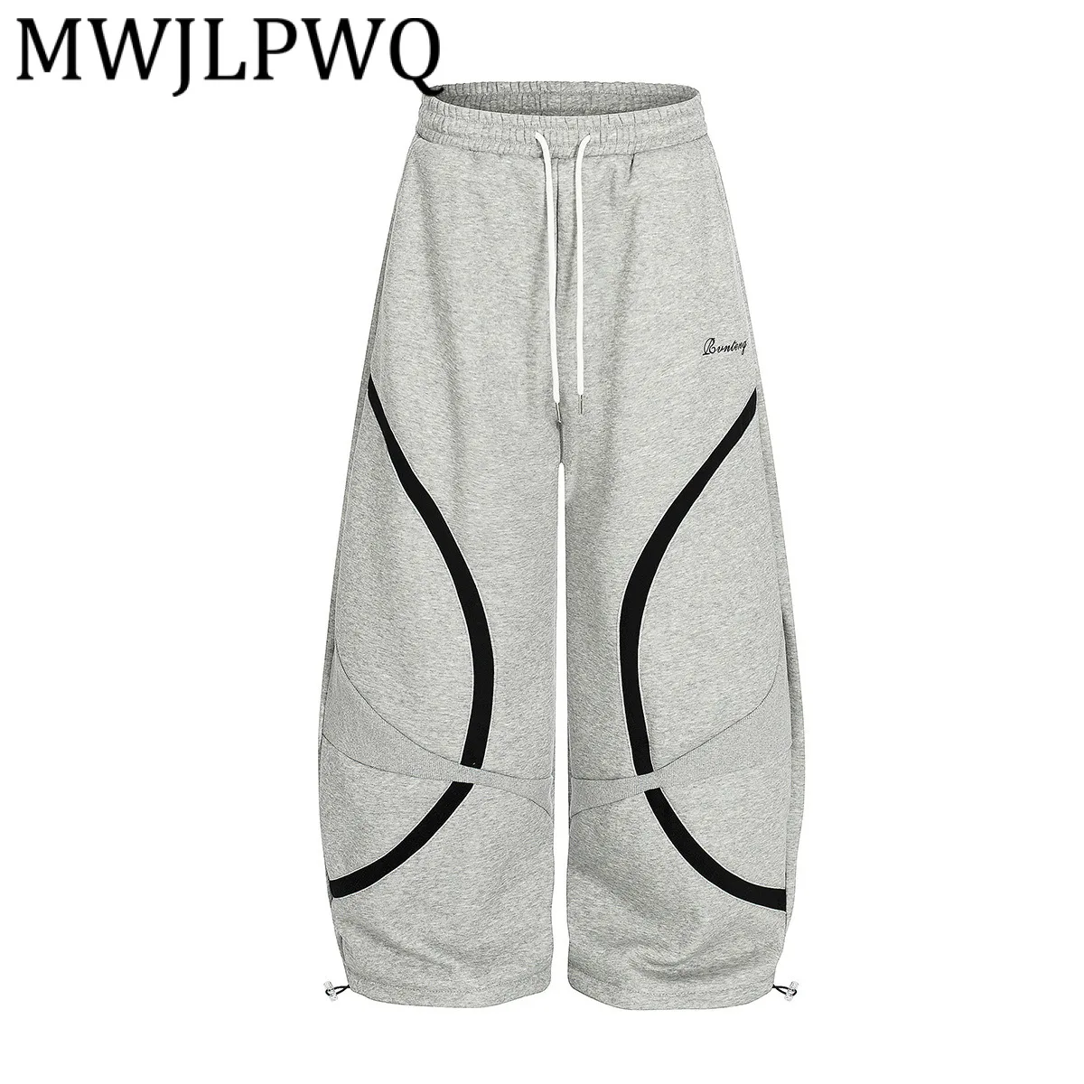 

MWJLPWQ Fleece-Lined American Retro Machete Sweatpants Men's High Street Loose Draped Wide-Leg Pants Trendy 2025 Winter 22010