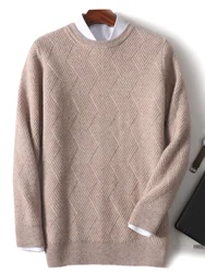 Autumn Winter New Men Cashmere Sweater O-Neck Pullover 100% Merino Wool Knitwear Gentleman Soft Knitting Business Casual Top