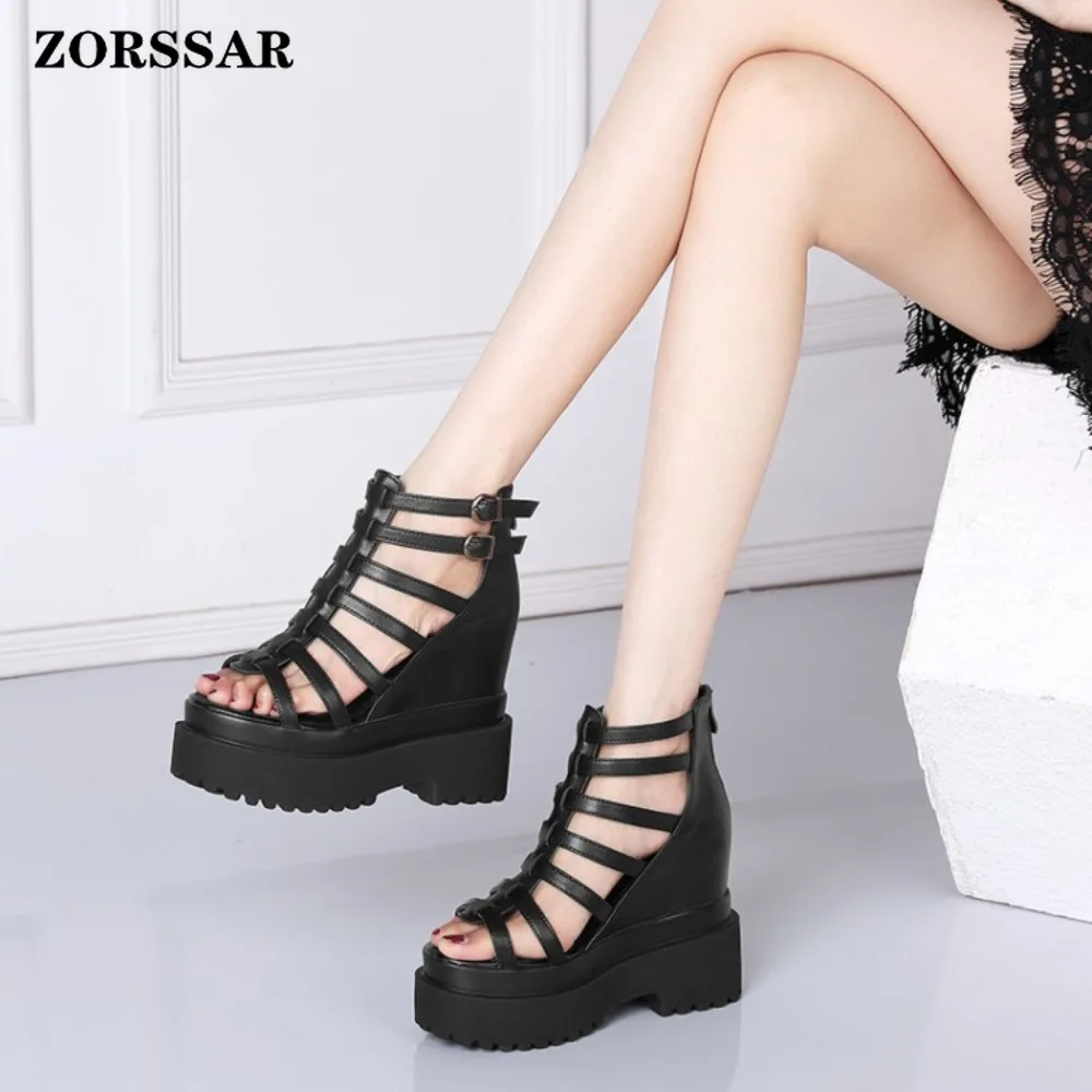 Summer Ankle Buckle Women Wedge Sandals Patchwork Platform Sandals Breathable Comfort Non-slip Soft Sole Gladiator Shoes Women