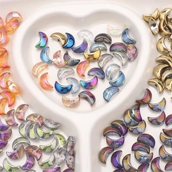 30pcs 9X14mm Plating Charms Crystal Crescent Shape Pendants Diy Loose Glass Moon Beads For Jewelry Making Handmade Accessories