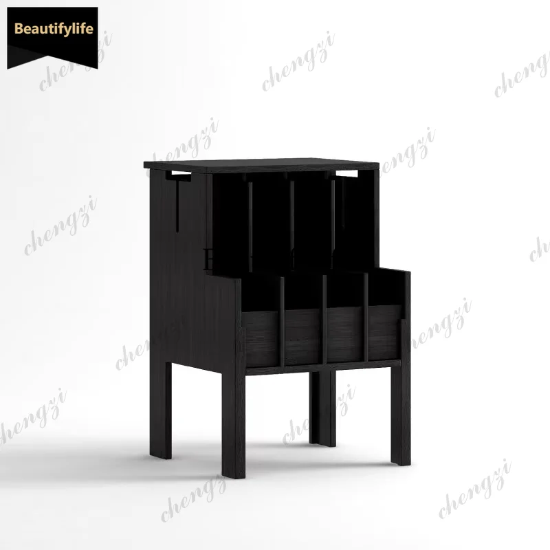 Nordic solid wood small bookcase, sofa side cabinet, oak log wabi-sabi wind side few storage cabinet multi-function b567