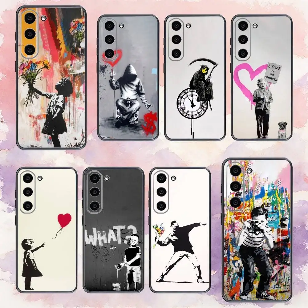 

G-Graffiti Artist B-Banksy Phone Case For Samsung Galaxy A73,A72,A71,A70,A53,A52,A51,Others Soft Black Cover
