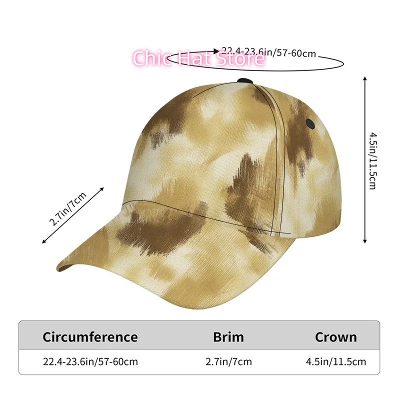 1pc Golden Abstract Brushstroke Duckbill Baseball Cap - Adjustable Snapback Hat with Golden Brushstroke Print, Lightweight Comfo