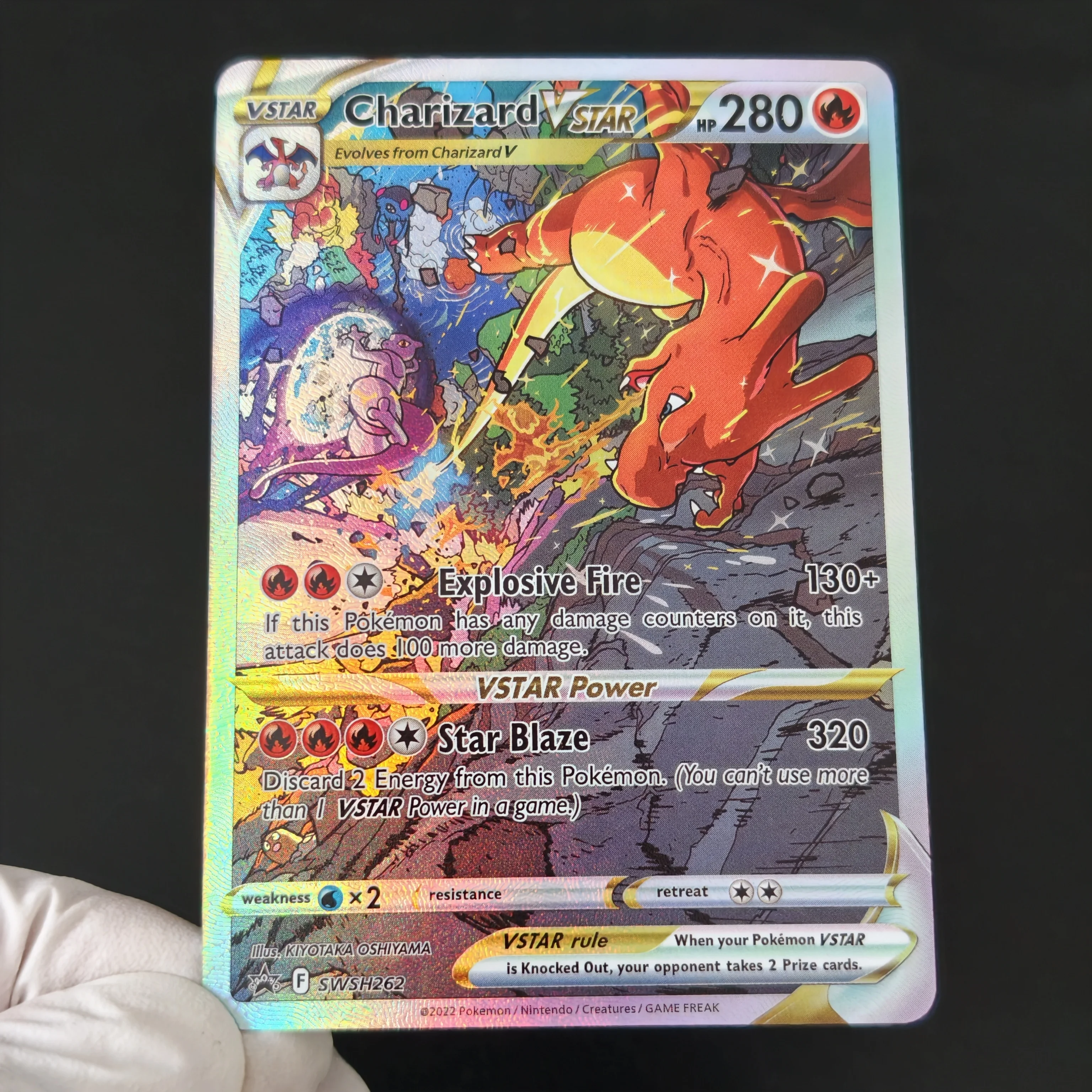 8Pcs/Proxy TCG PKM VSTAR Card English Full Art Holo Charizard Hisuian Zoroark Zeraora Darkrai Simisear Glaceon VSTAR Cards
