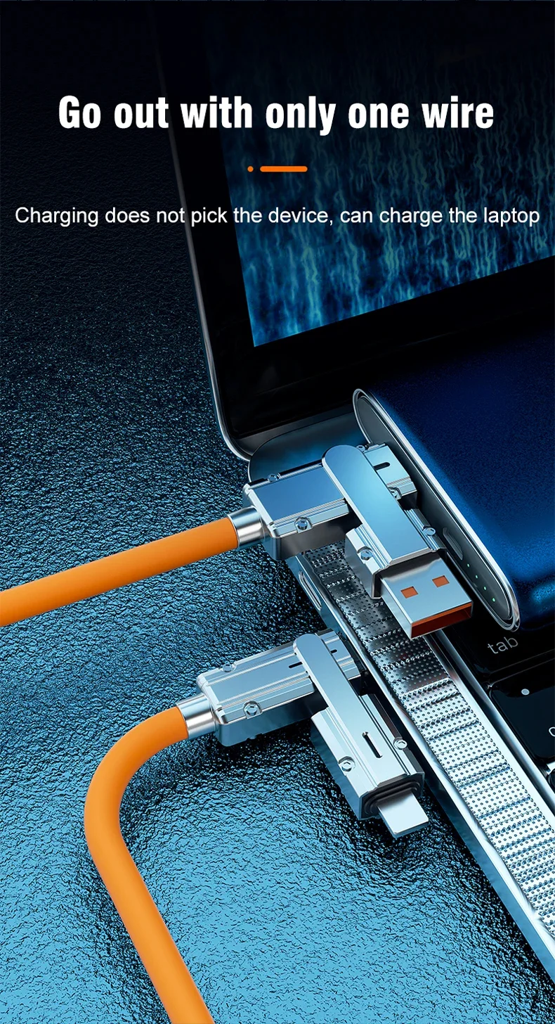 NNBILI 4-in-1 120W Typ-C zu Typ-C IOS-Kabel 3-in-1 PD 100W Schnelllade-Datenkabel für iPhone 11 12 13 14 Pro Max Samsung S24 – Detail 8