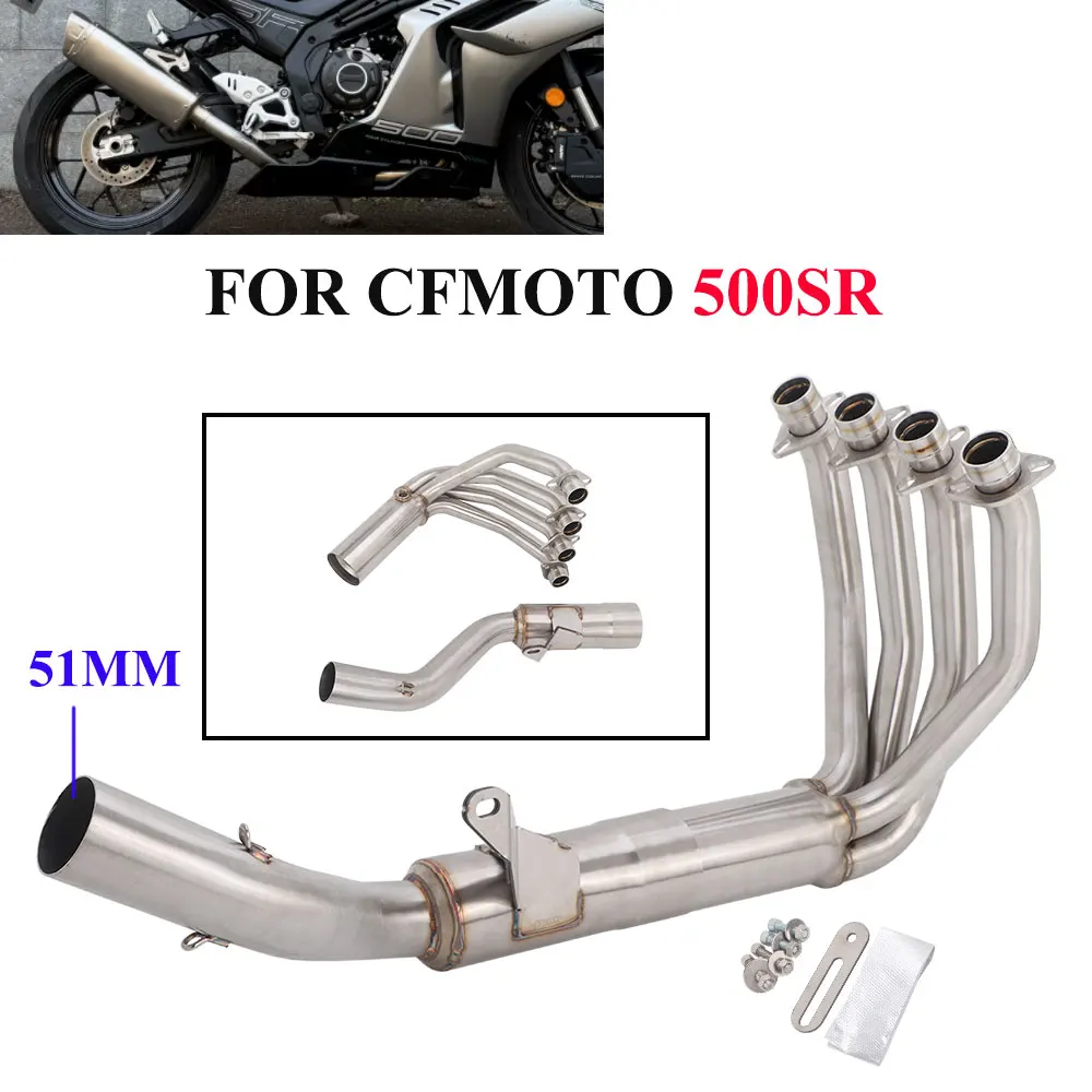 For CFMOTO 500SR 500SR VOOM 2024-2026 Motorcycle Exhaust System Muffler Slip On Escape 51MM Front Link Pipe 500sr Exhaust