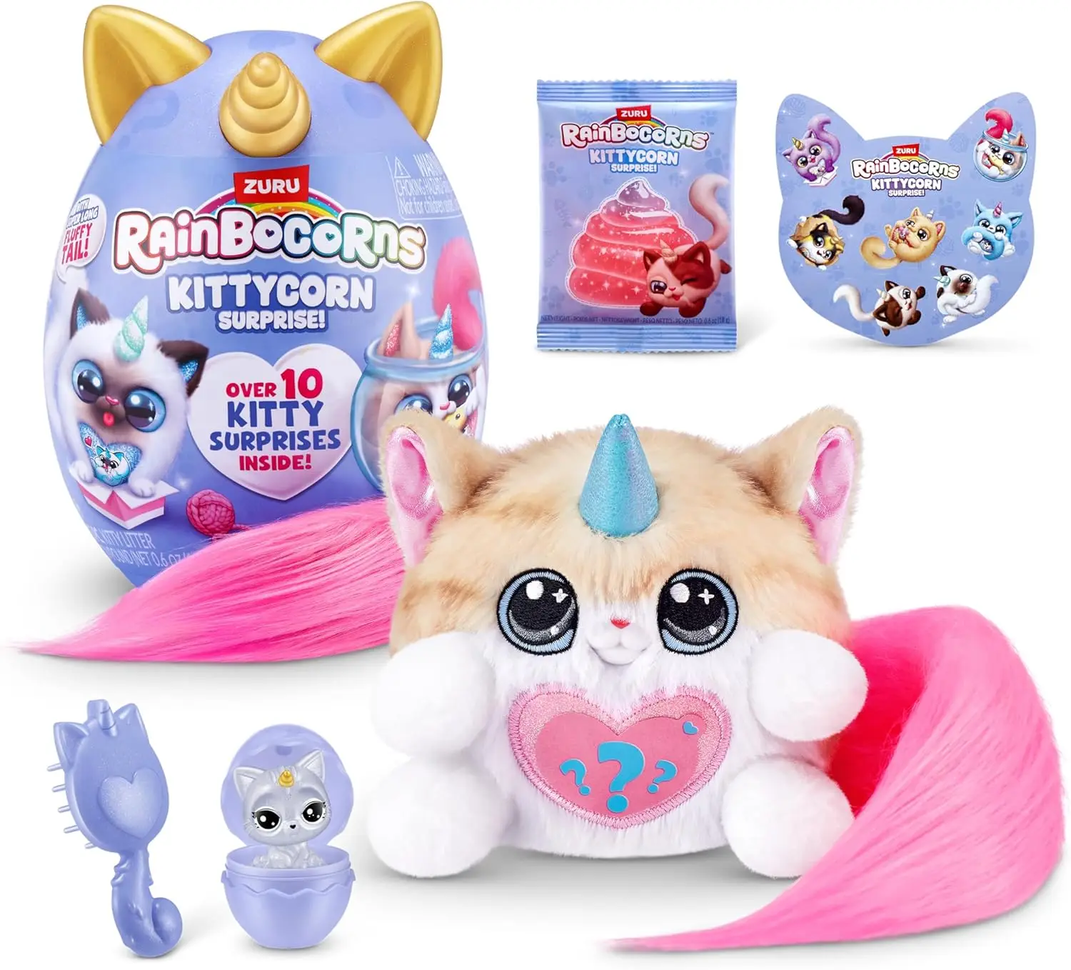 

Collectible Kittycorn Surprise Plush Toy with Slime, 10+ Surprises for Girls