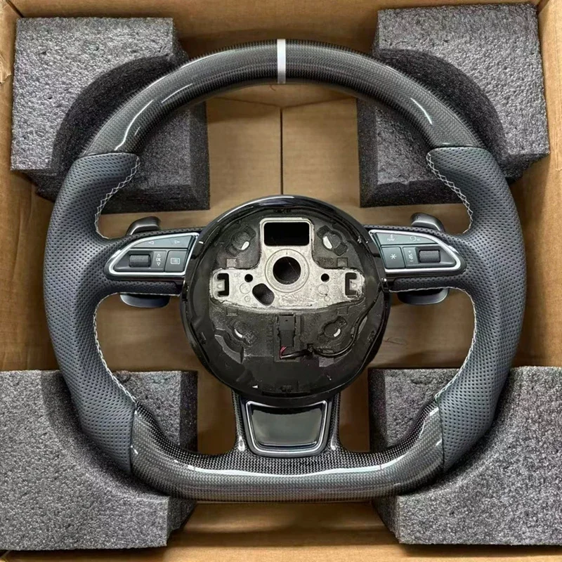 For Audi A3 8P 8V 8Y A4 C6 A5 A6 A7 A8 TT TTRS RS3 RS4 RS5 RS6 RS7 S3 S4 S5 S6 S7 Q3 Q5 Q6 Q7 Carbon Fiber Sports Steering Whee