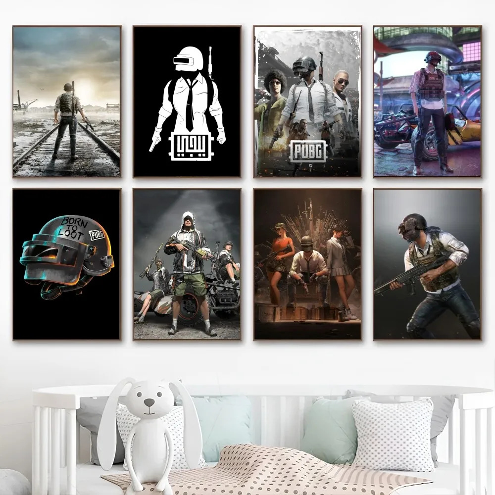 P-PUBG GAME Poster Anime Anime Posters Sticky HD Quality Wall Art Retro Posters for Home Kawaii Room Decor