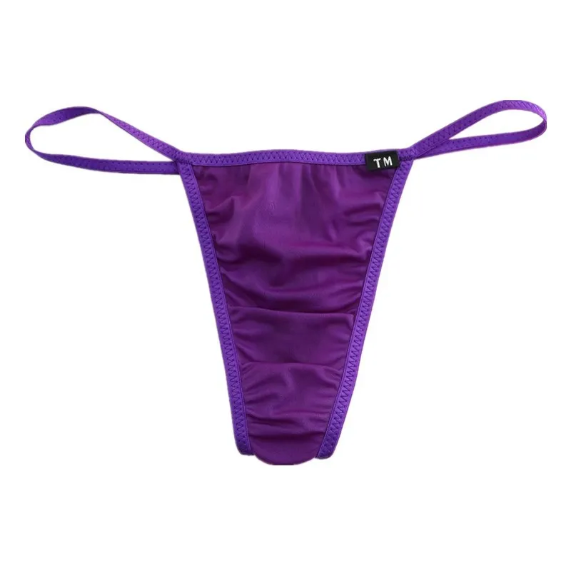Elastic Ice Silk Men's T-back Thong, Low-rise Breathable Underwear with Single String Design