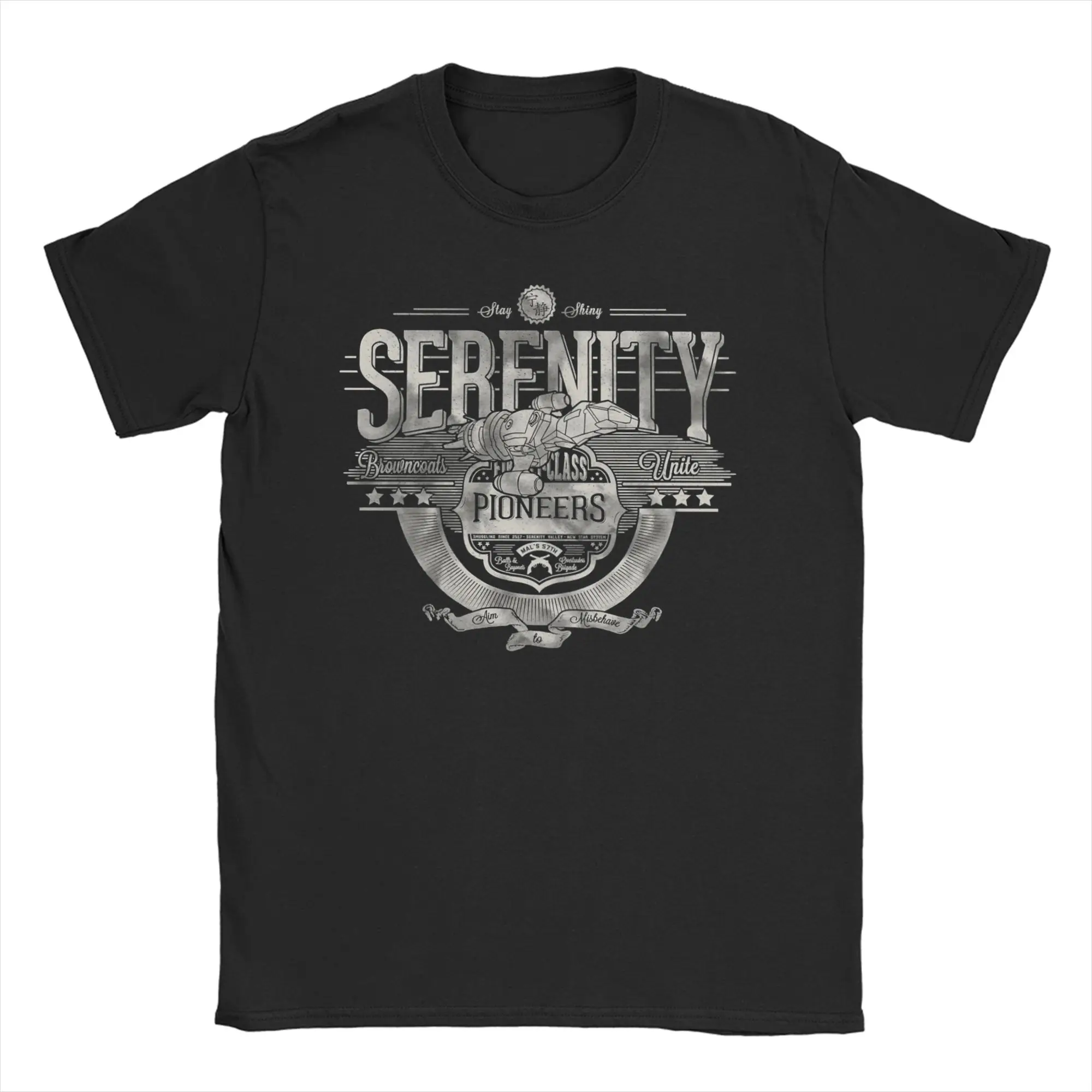 Camisetas masculinas e femininas Space Pioneers Firefly Serenity, roupas de algodão, camiseta divertida de manga curta com gola redonda, camiseta plus