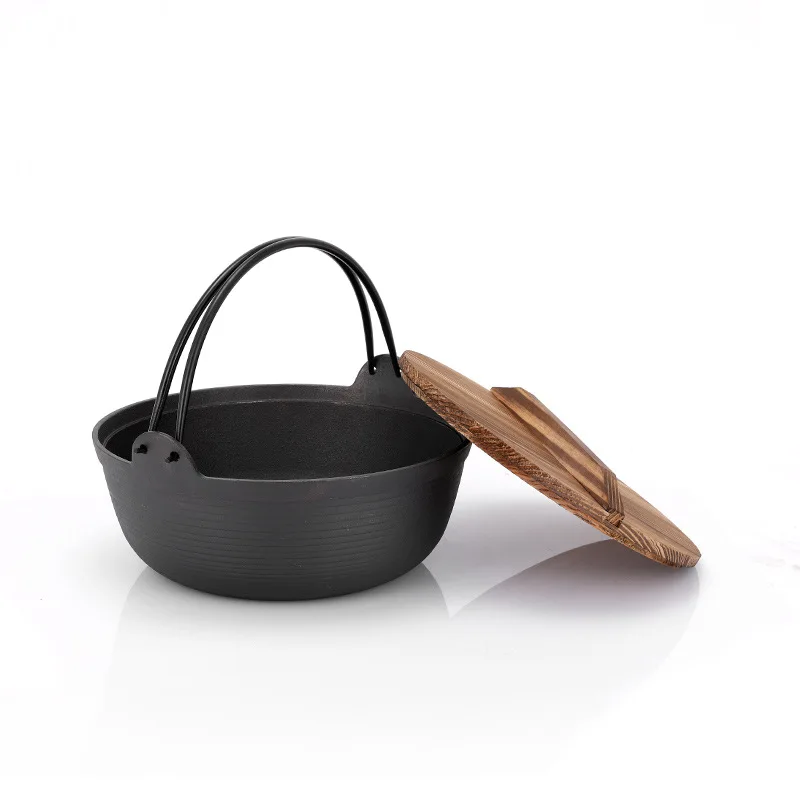 

Outdoor Cast Iron Dutch Pan Camping Picnic Non-coated Non-Stick Household Hanging Thickened Frying Pan Cookware New