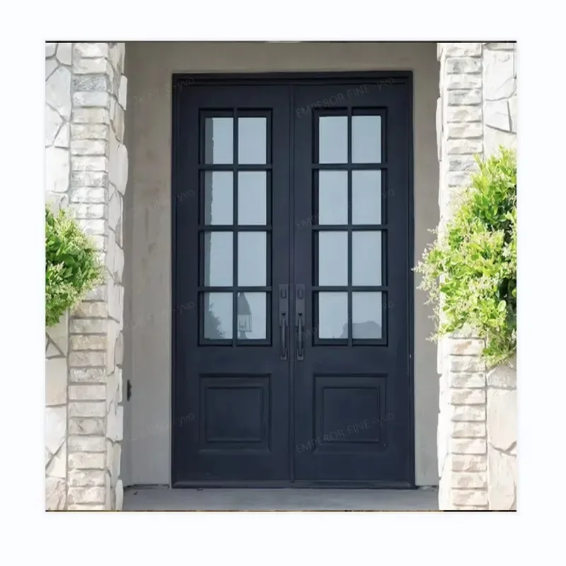 wrought iron door factory wholesale handmade European custom glass luxury steel contemporary with glass front door