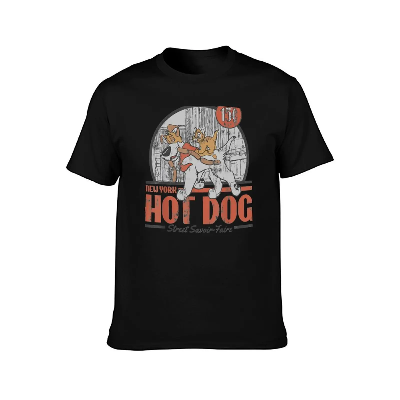 Oliver & Company New York Hot Dog Poster T-Shirt Large Size Casual Short Sleeve Top