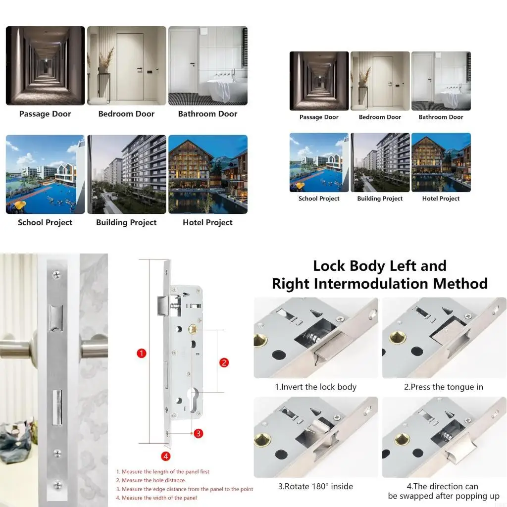 

H58C Rustproofed Aluminum Alloys Reversible Latches Lock Easy Installation For Interior Exterior Door Security Systems