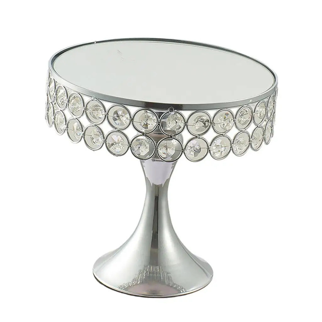 Creative Mosaic Crystal Metal Cake Stand Round Dessert Tray Cupcake Display for Wedding Table Setup