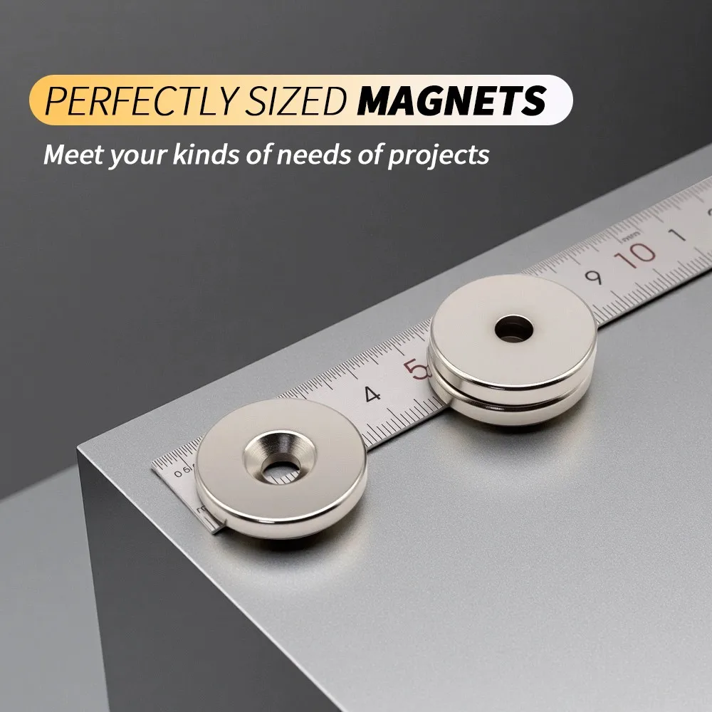 30x5-6mm Round Countersunk Hole Neodymium Magnet Disc Magnets With Screw Hole for Mounting Tool Holder DIY Workshop Fixing