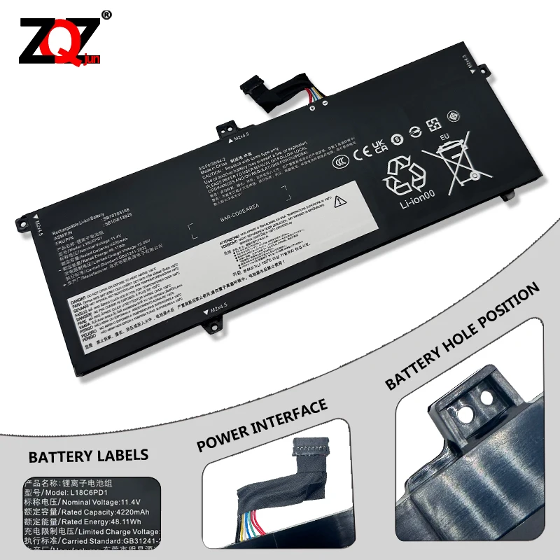 L18C6PD1 Laptop Battery For Lenovo ThinkPad X390 X395 X13 1st Gen L18M6PD1 L18M6PD2 L18D6PD1 02DL017