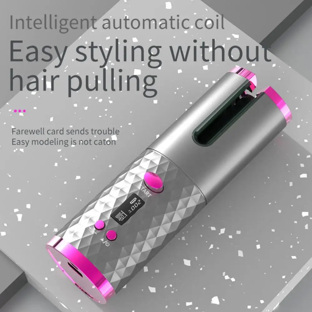 Automático sem fio modelador de cabelo Chapinha modelador de cabelo Secador e escova de alisamento Chapinha sem fio rotativo usb recarregável