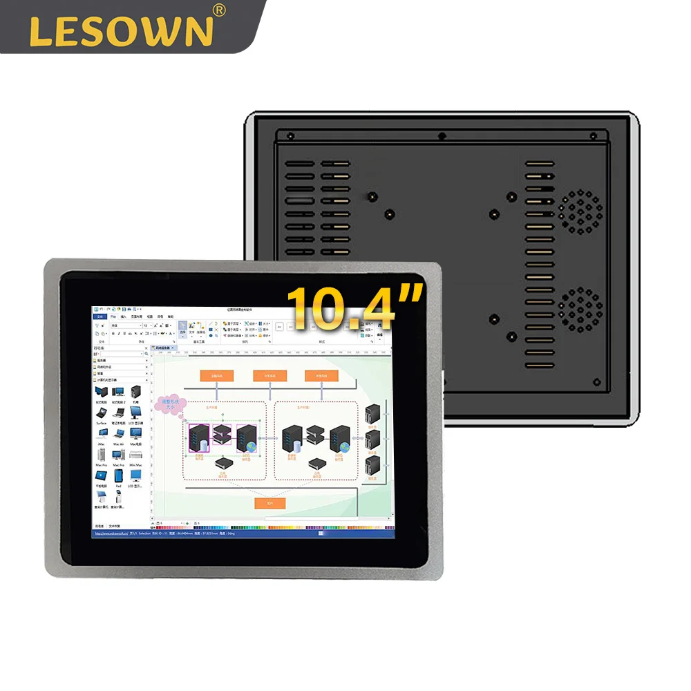 

Встроенный дисплей LESOWN, 10,4 дюйма, 1024x768, прочный ЖК-дисплей с сенсорным экраном, крепление на панели сенсорного монитора для транспортировки и управления автопарком