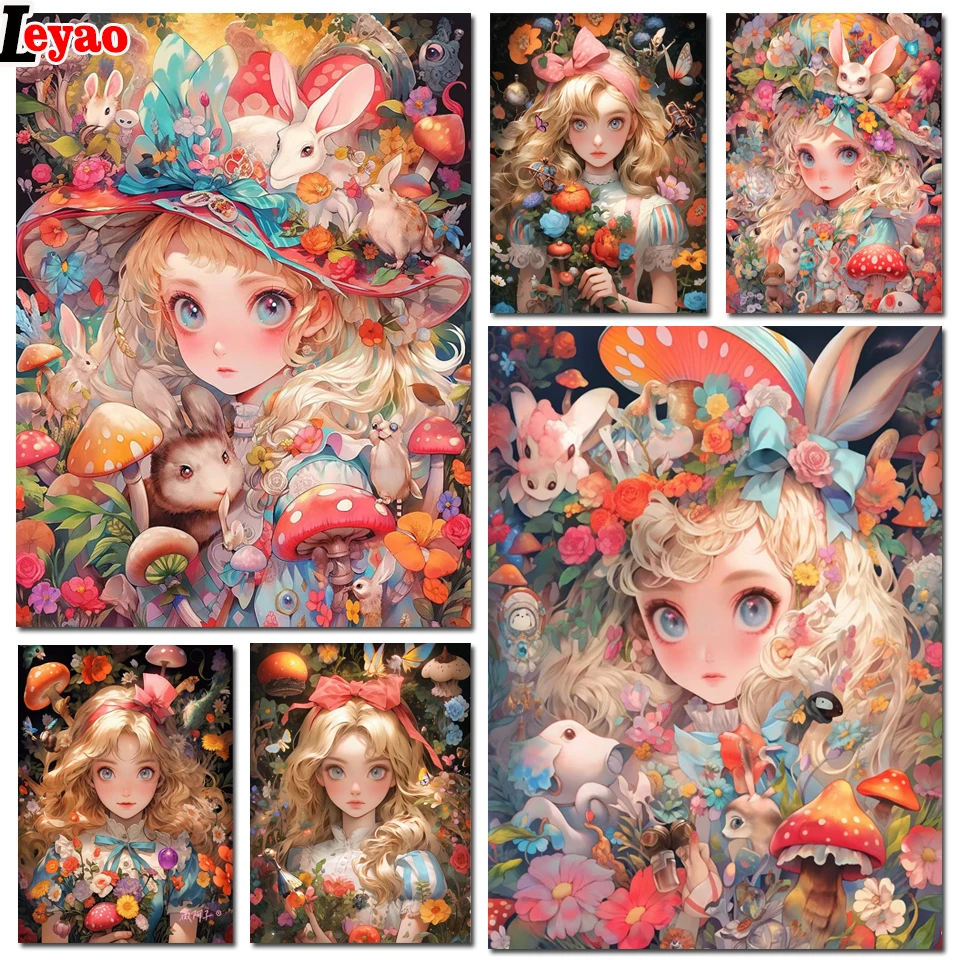 Diamond Art Painting New Collection Fairy Tales Girl DIY Diamond Mosaic Embroidery Rabbit Mushroom Cross Stitch Kits Home Decor