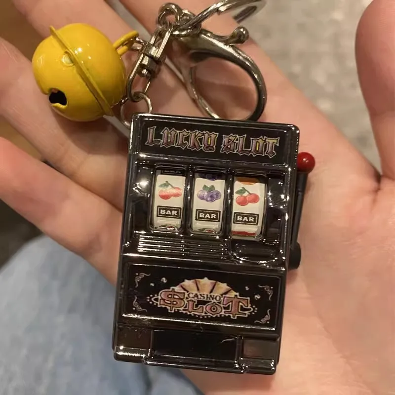 Lucky Mini Fruit Slot Machine Key Chain Fun Keychain Gift Kid Educational Toy Coin Operated Games Gambling Machine Key Ring