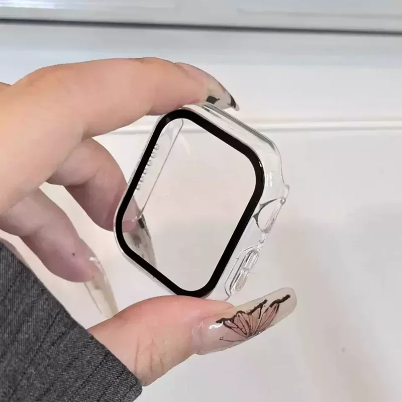 Glass + Case for Apple Watch 45mm 41mm 44mm 40mm 46mm 42mm Screen Protector Bumper PC Cover for iWatch Series 4 5 SE 6 7 8 9 10