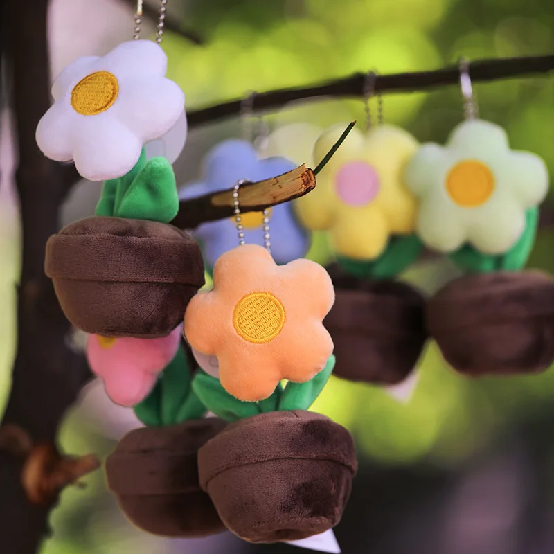 Giocattoli di peluche di fiori realistici Divertenti portachiavi morbidi con piante creative Bouquet di fiori in vaso per regalo di compleanno per bambini
