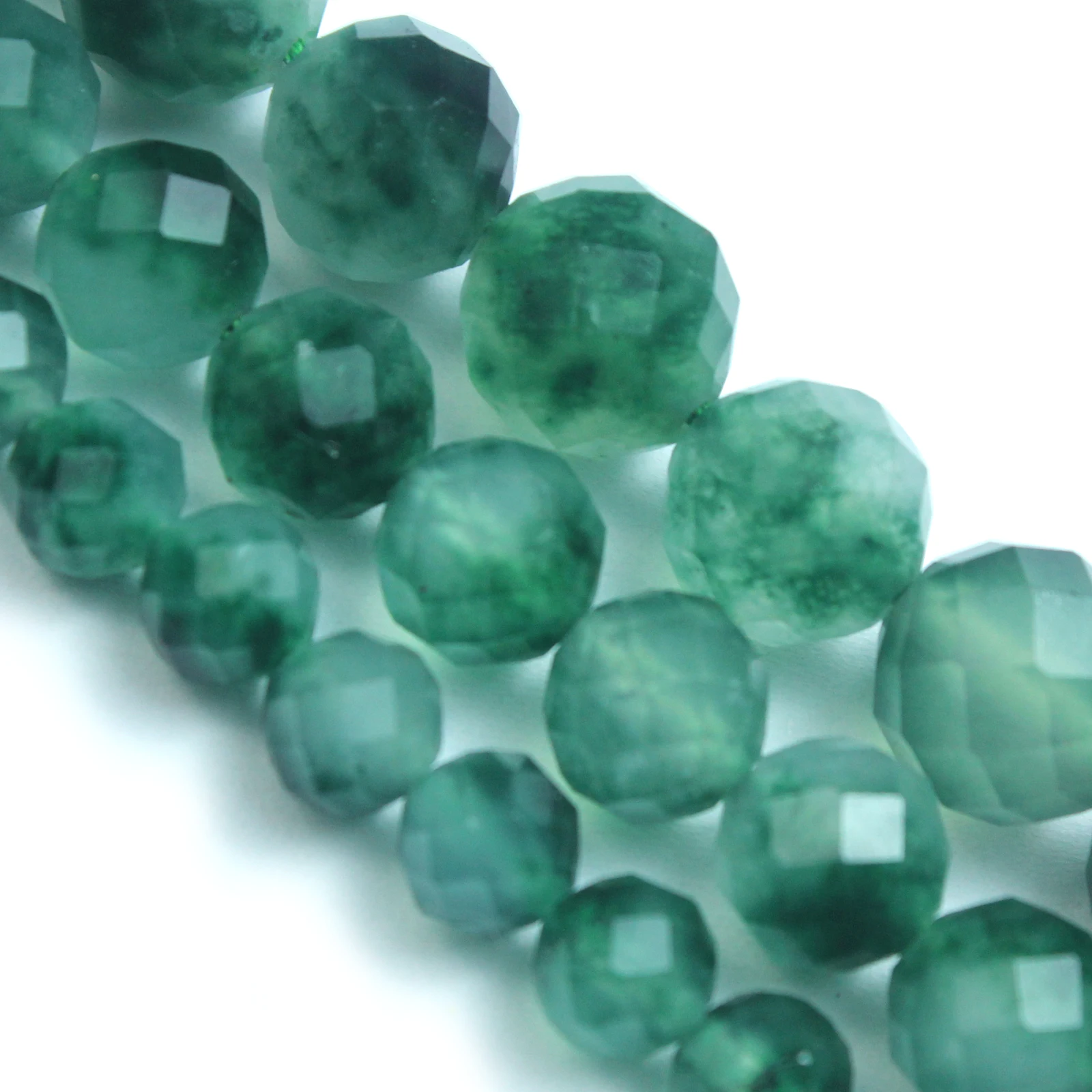 Natural Stone Green Jades Beads With Cut Surfaces for Jewelry Making Strand DIY Bracelet Necklace Jewelry Loose Beads 6/810mm view 2