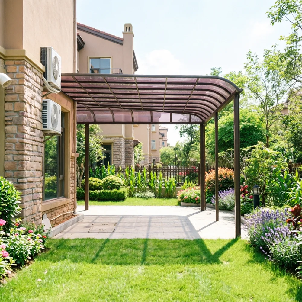 Commercial Durable Recyclable Aluminum Carport Install Against The Wall Outdoor Car Parking High Quality Sturdy Car Shelter