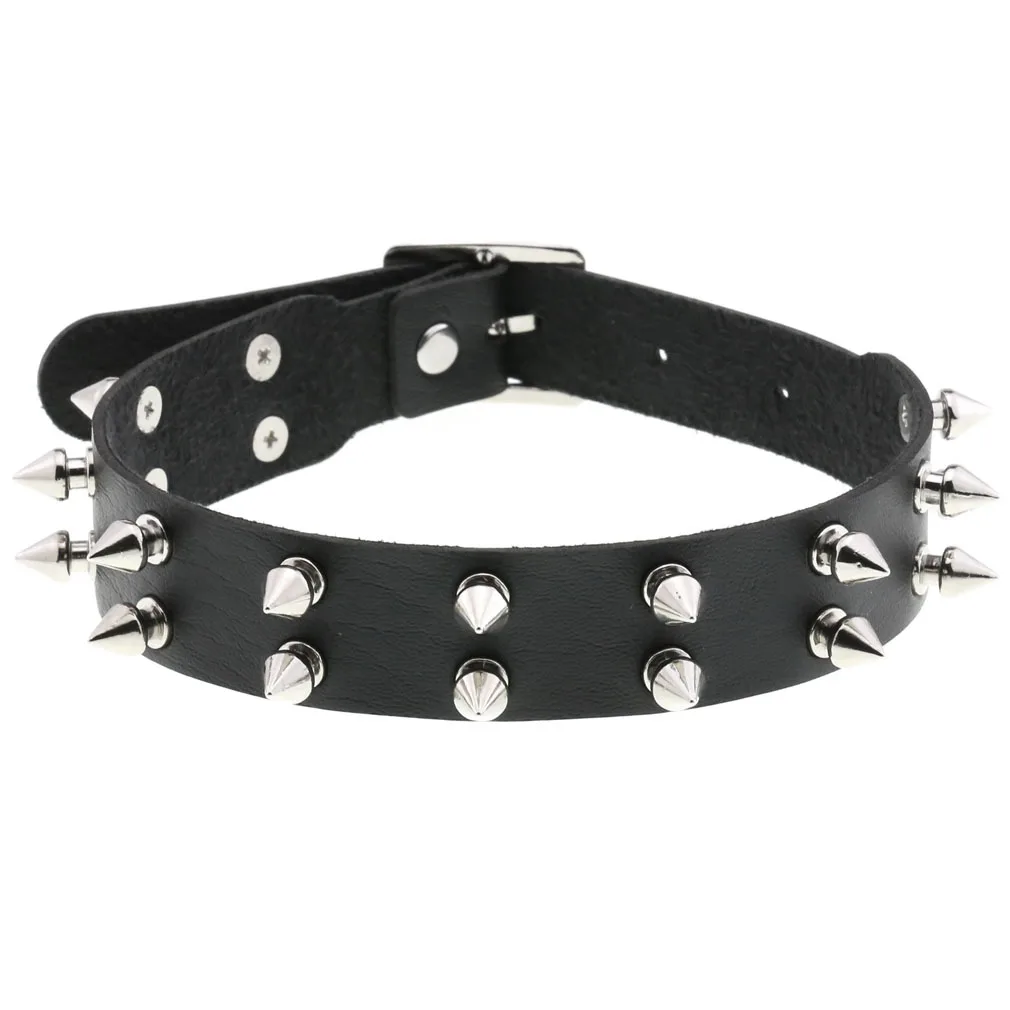 DIEZI Vintage Zoete Cool Hip Hop Klinknagel Choker Ketting Harajuku Gothic Club Zwart PU Lederen Kraag Draaimomenten Ketting Sieraden