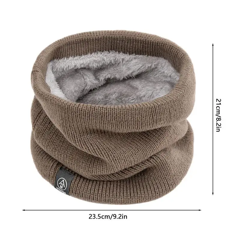 Fleece Neck Warmer Men Winter Hat Scarf Tube Shape Warm Knit Winter Hat For Thicken Cycling Face Cover Cervical Spine Protection