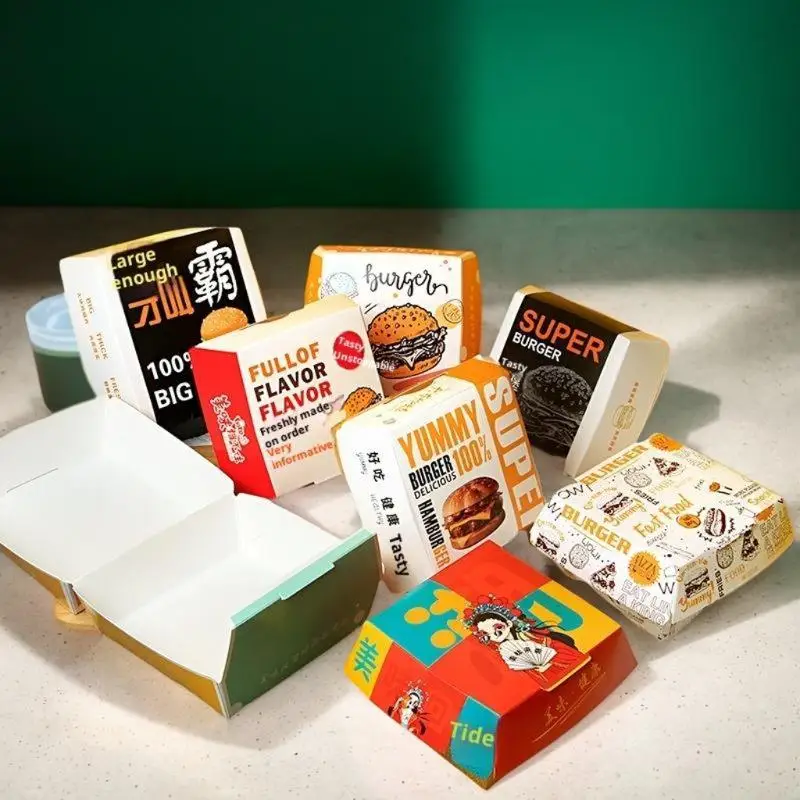 Thick and Greaseproof Disposable Burger Packaging, 50/100pcs, Food Grade Fast Food To-Go Boxes