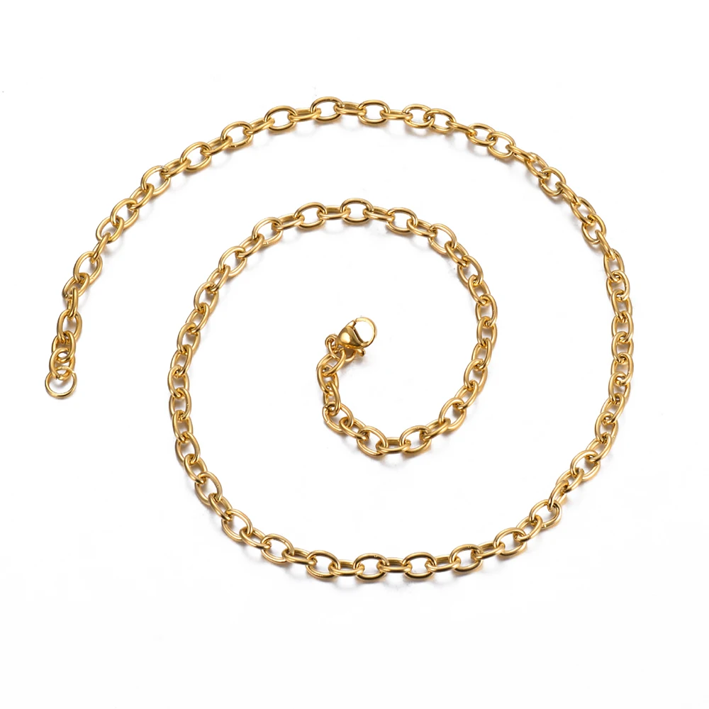 1 Stück Breite 2,5mm-5mm Goldfarbene Edelstahl Runde O-Form Kette Halskette für Frauen Männer DIY Schmuckherstellung Armband Halskette – Detail 6