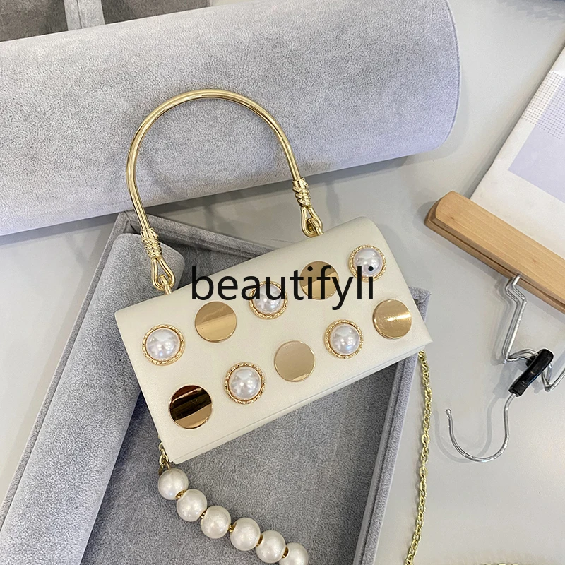 Fashion casual elegant niche pearl chain bag trendy women's bag shoulder portable messenger bag