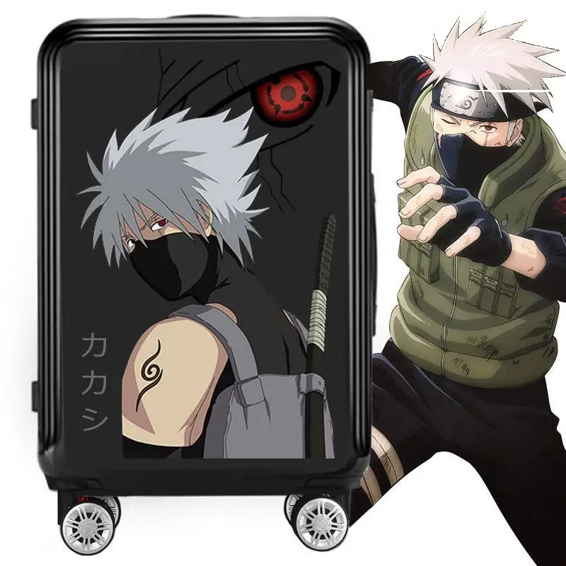 Naruto Uzumaki Kakashi Hatake anime peripheral cartoon fashion printed suitcase student trolley case large capacity silent wheel