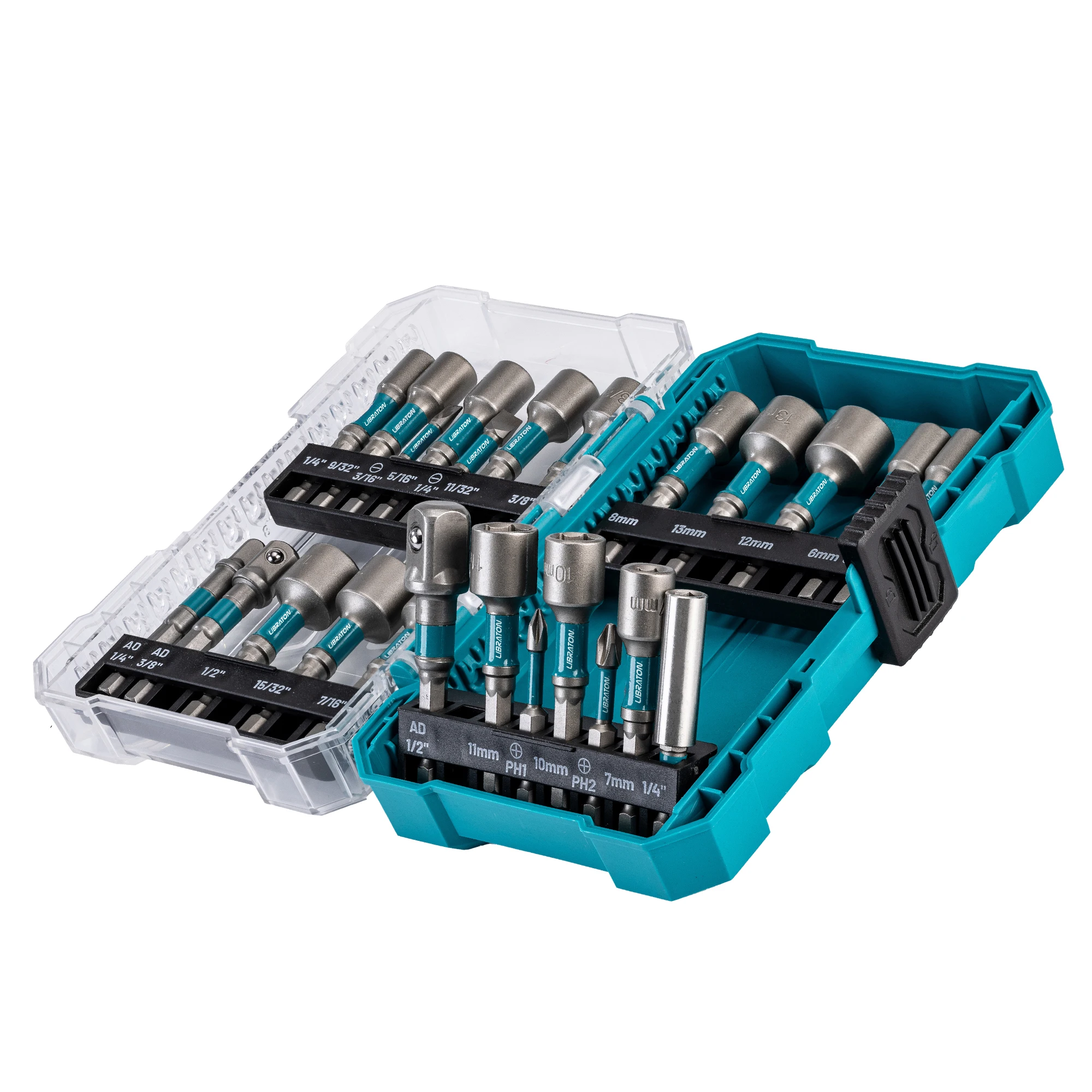 24PC Magnetic Nut Driver Set Include Metric & SAE Nut Drivers Socket Adapter Bit Holder Screwdriver Bits for Car Repair