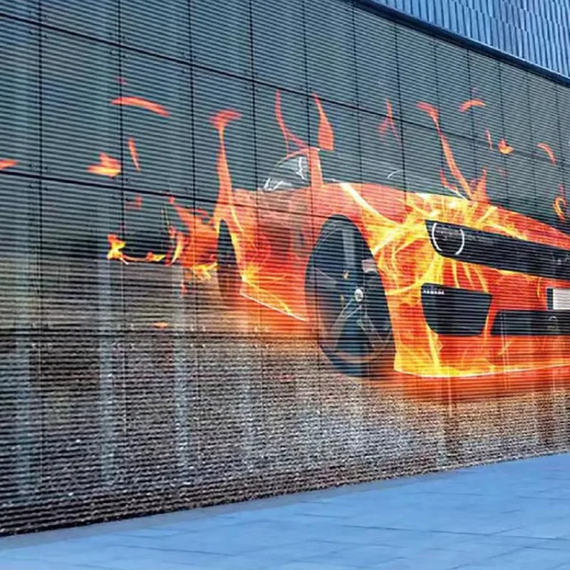 P12 Indoor Mesh Full Color Led Video Screen Transparent Glass 3d Led Display Video Wall Digital Signage