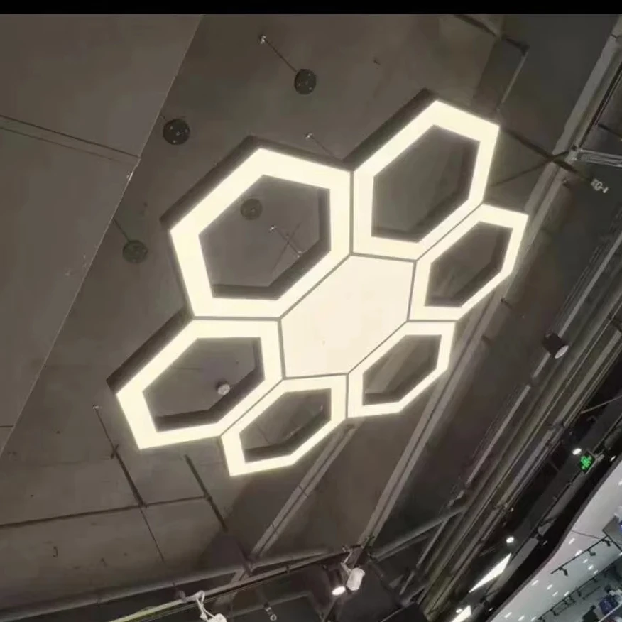 Hexagon Chandelier Lighting Led Pendant Lamp Hexagonal Pendant Light Linear Lights for Home Billiard Shop Lamp