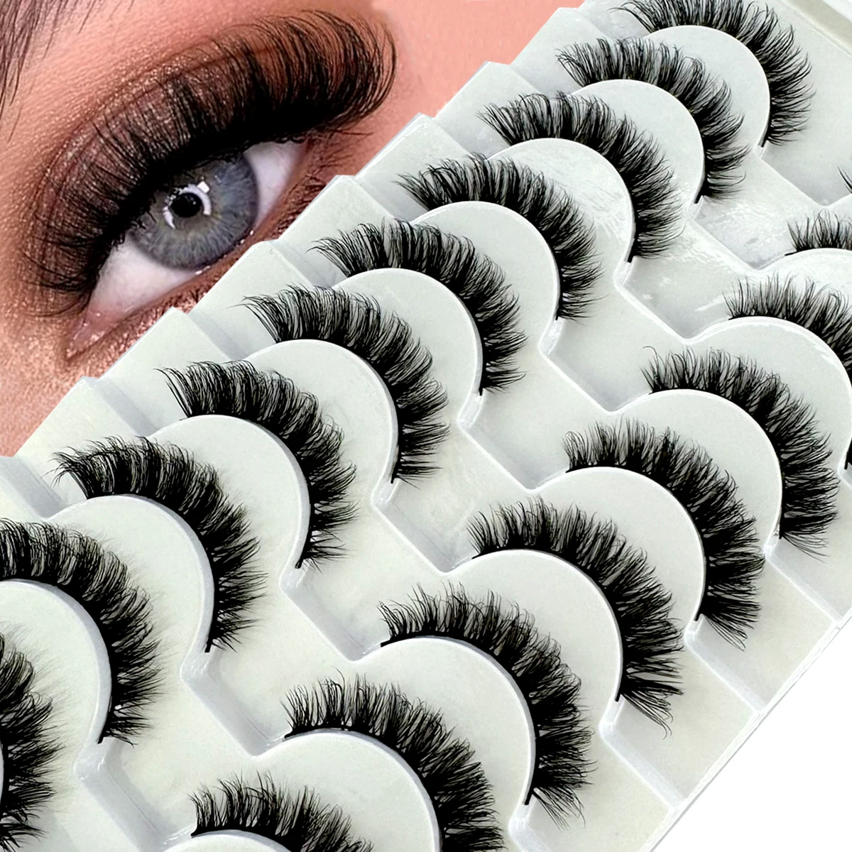 MKYDCG Nowe 10 par rzęs 3D z norek sztucznych, puszyste, miękkie, pełne, gęste, delikatne rzęsy, dramatyczne sztuczne rzęsy do makijażu