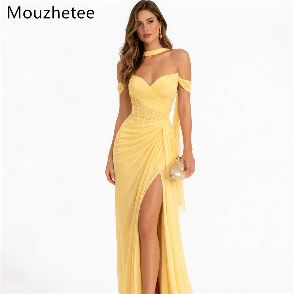 

Booma A-Line Side Split Chiffon Simple Evening Dresses Formal Dresses for Women Off The Shoulder Prom Gowns Custom Made 2026