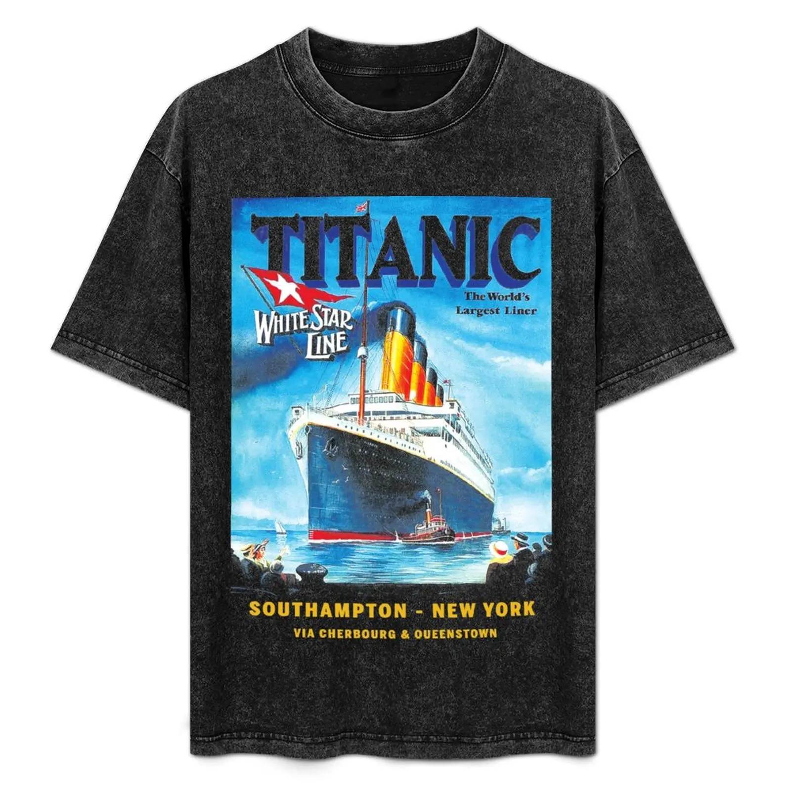 タイタニック-ハーフトーン-アート-tシャツ-プラスサイズ-ベーシック半袖トップ