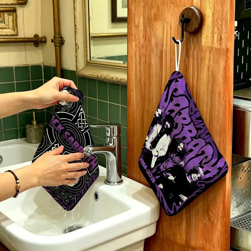 Heavy Metal Band B-Black Sabbath Hanging Style Hand Wiping Towel, Polyester Cotton, Anti-fade for Indoor Kitchen Living Room