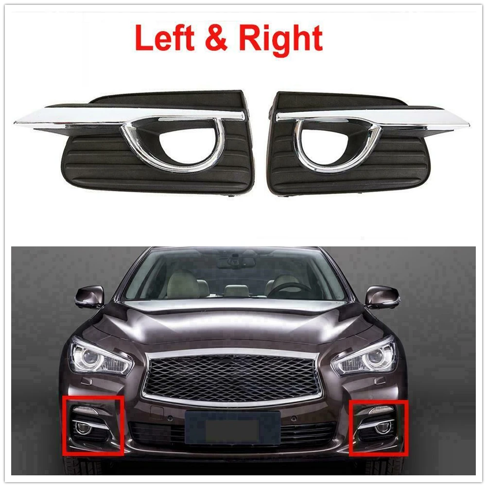 

Front Bumper Fog Light Cover For Infiniti Q50 Base Model 2014 2015-2017 Black Lower Spoiler Air Intake Vent Frame Lamp Bezel Cap